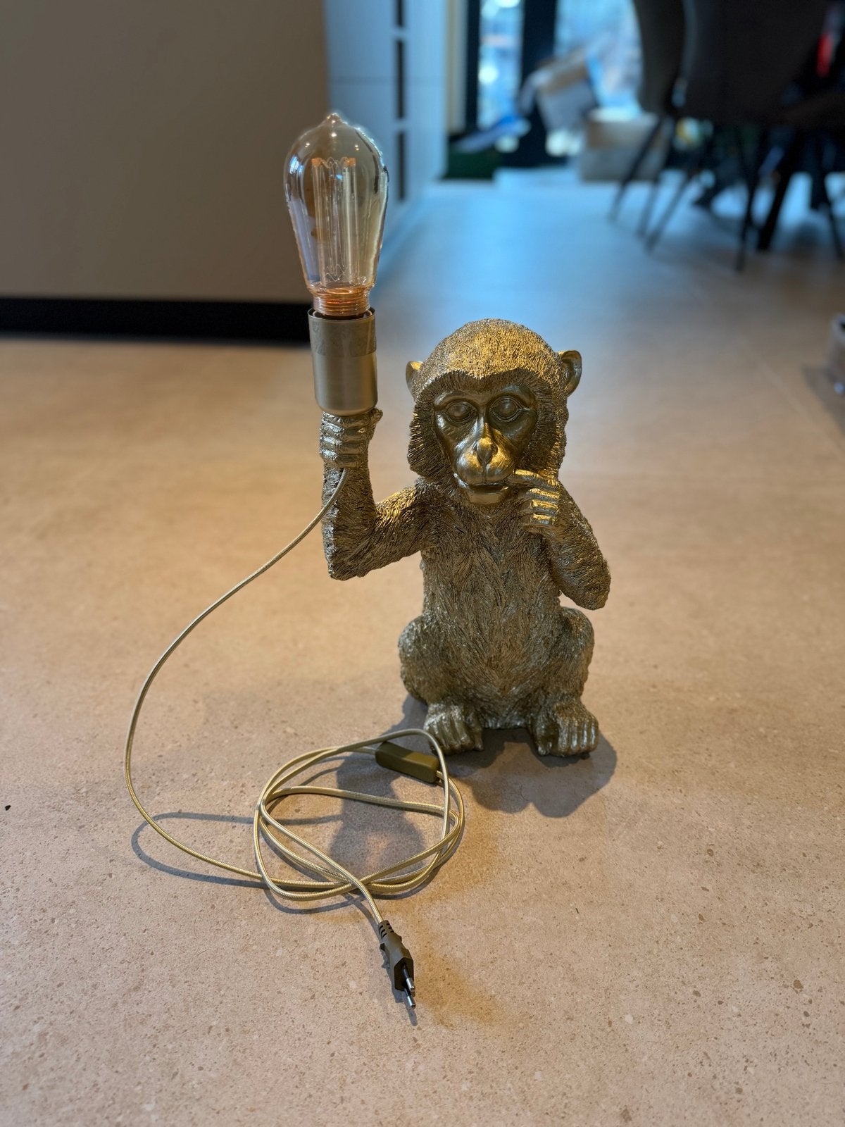 Tafellamp Aap, Kunststof, Goud, E14 (klein), Nieuw