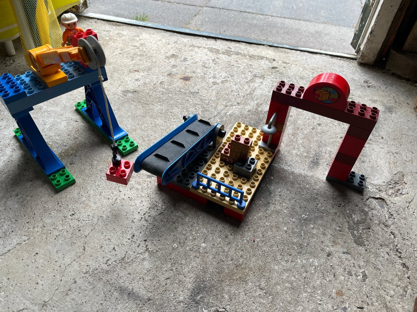 LEGO Duplo Bouwplaats met Kraan en Transportband, Ophalen of Verzenden, Gebruikt, Overige merken