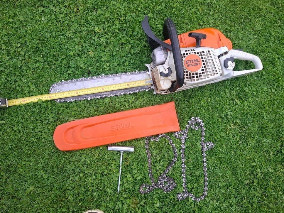 Stihl MS291 Kettingzaag met 3 kettingen en 40cm blad, Doe-het-zelf en Verbouw, Ophalen, Stihl, 70 mm of meer, Kettingzaag