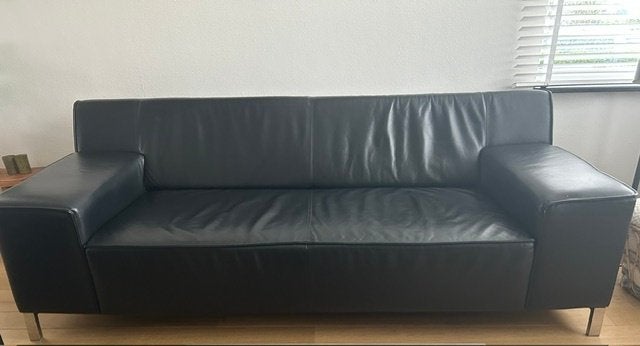 Twee goed onderhouden Montel leren banken (2,5- en 2-zits), Ophalen, Gebruikt, 150 tot 200 cm, Rechte bank