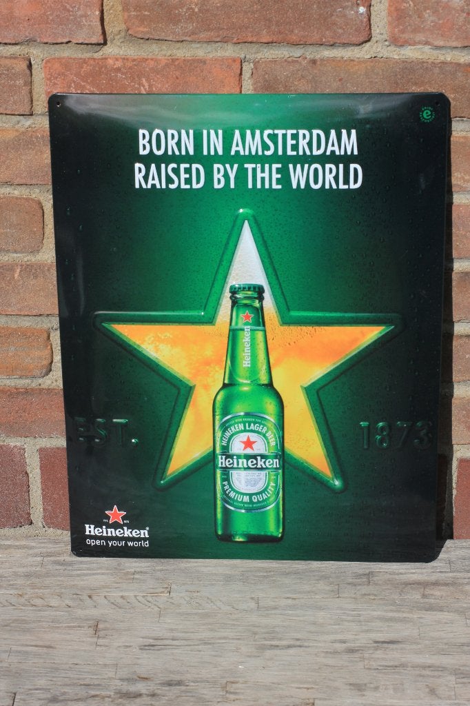 blikken plaat HEINEKEN LAGER BEER, Ophalen of Verzenden, Nieuw, Reclamebord, Plaat of Schild, Heineken