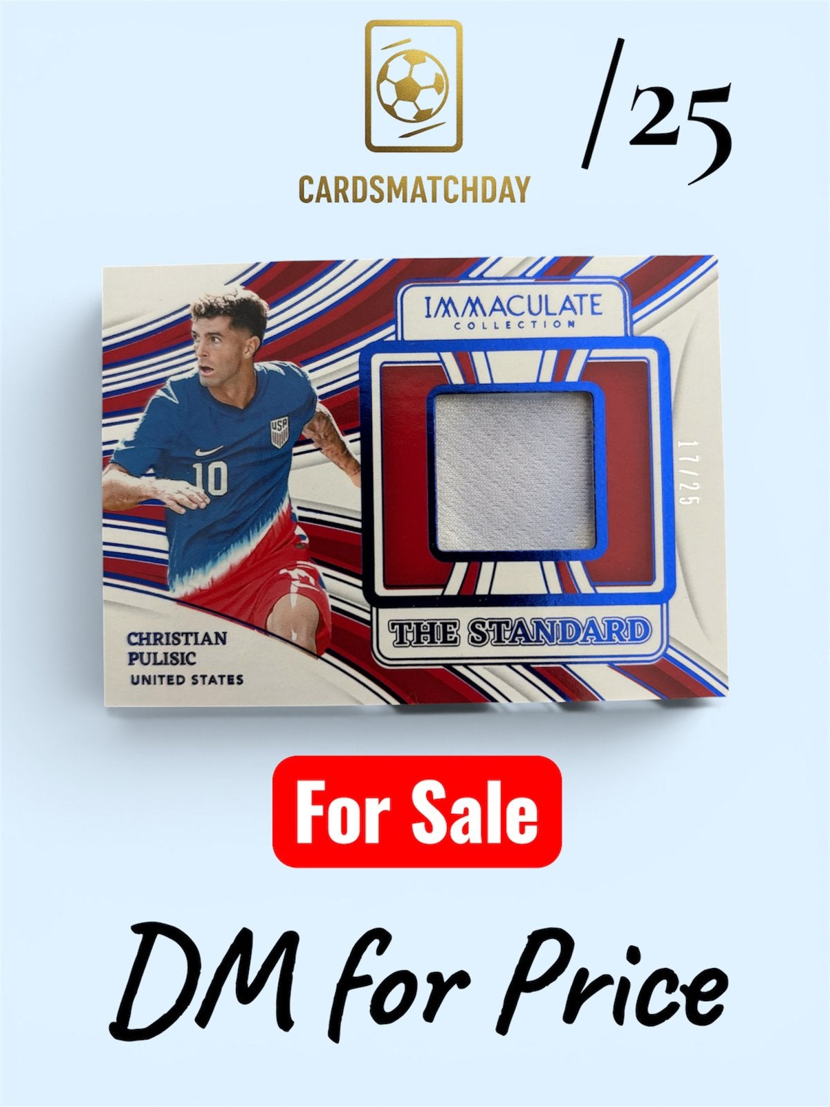 Christian Pulisic Immaculate Collection patch /25 USA Panini, Ophalen of Verzenden, Zo goed als nieuw, Buitenlandse clubs, Poster, Plaatje of Sticker