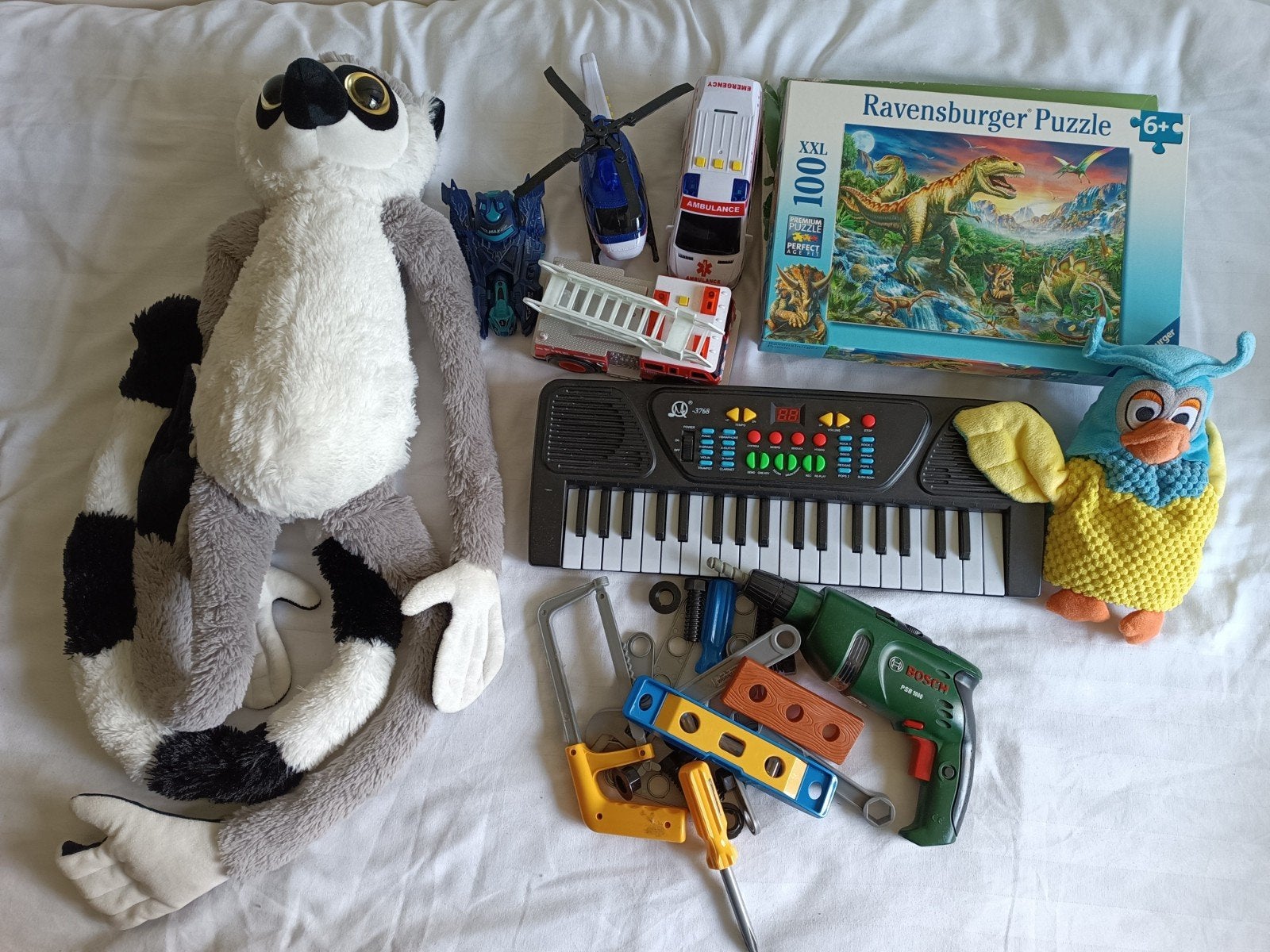 tas vol speelgoed, ao piano, gereedschap, puzzels.., Ophalen of Verzenden, Gebruikt