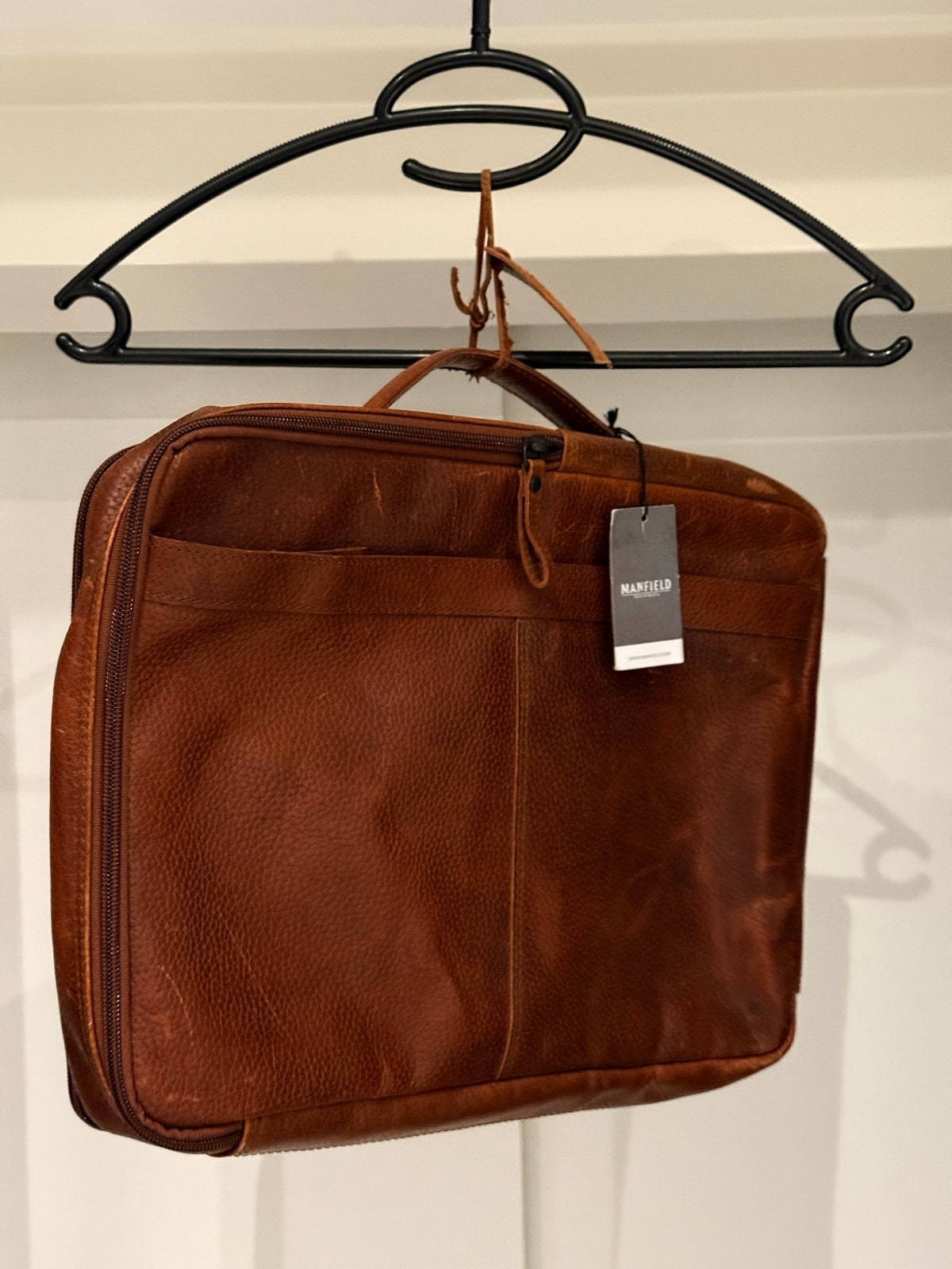 Manfield Cognac Leren Tas/Rugtas - Nieuw met label, Overige merken, 25 tot 40 cm, Nieuw, Ophalen of Verzenden
