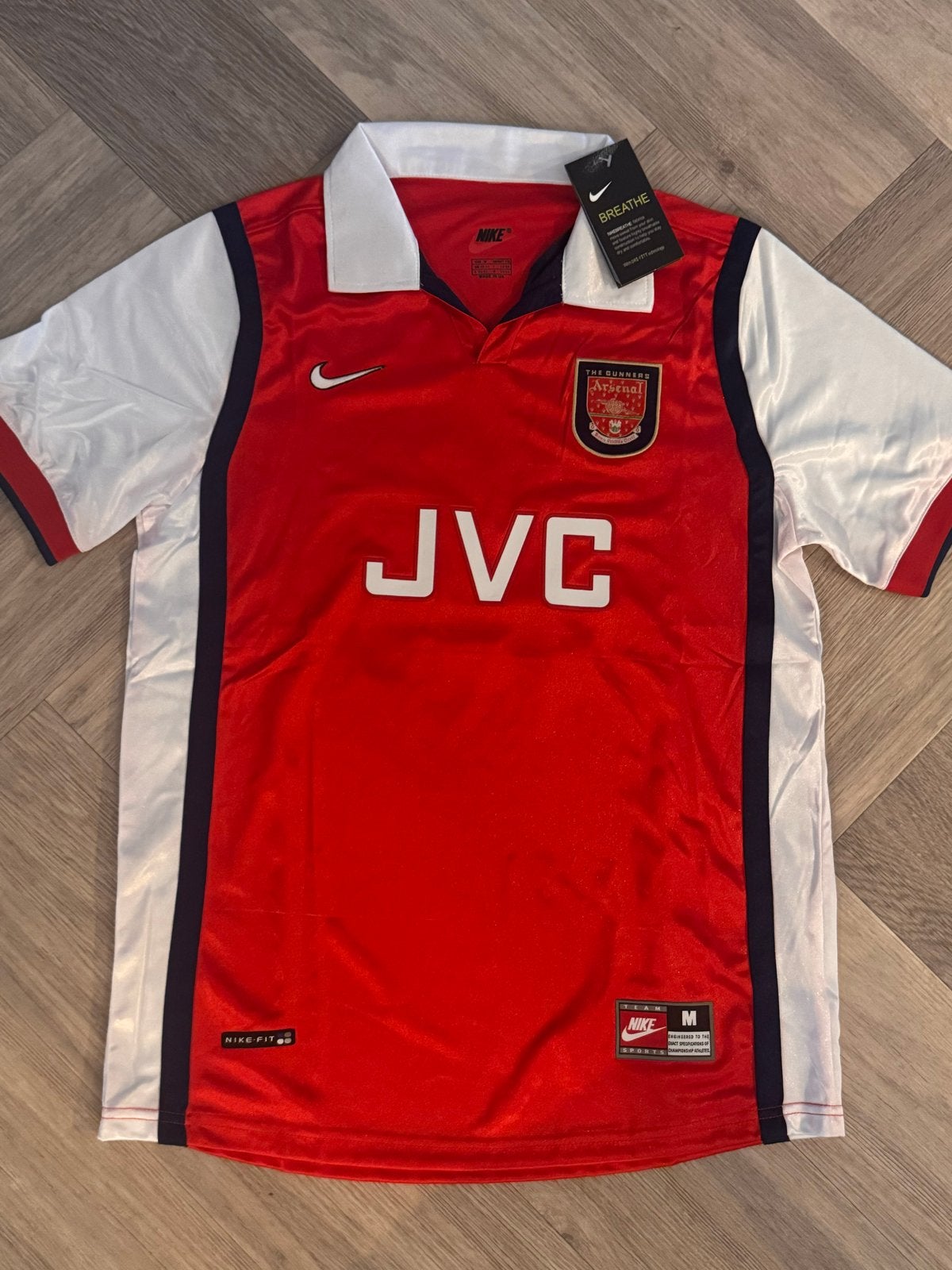 Arsenal Bergkamp Thuisshirt Maat M - Topjaren, Kleding | Heren, Zo goed als nieuw, Voetbal, Rood, Verzenden