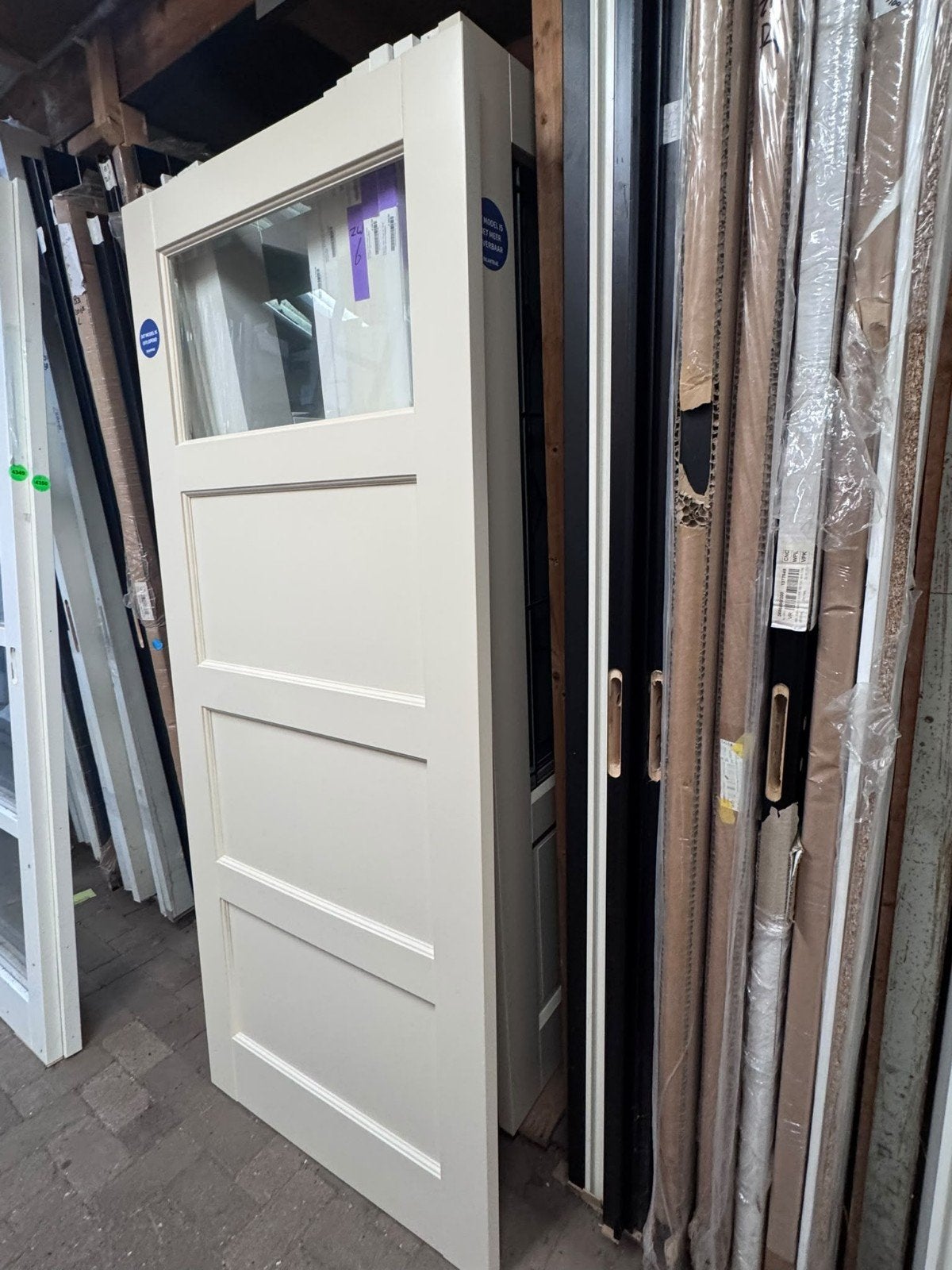 83x201,5cm binnendeur stomp paneel incl glas ZW10, Doe-het-zelf en Verbouw, Ophalen, ., Binnendeur, Nieuw