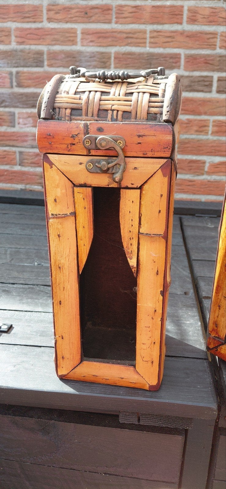 Decoratieve bamboe kist/doos, Ophalen, Vintage, Gebruikt, Natuurlijk materiaal