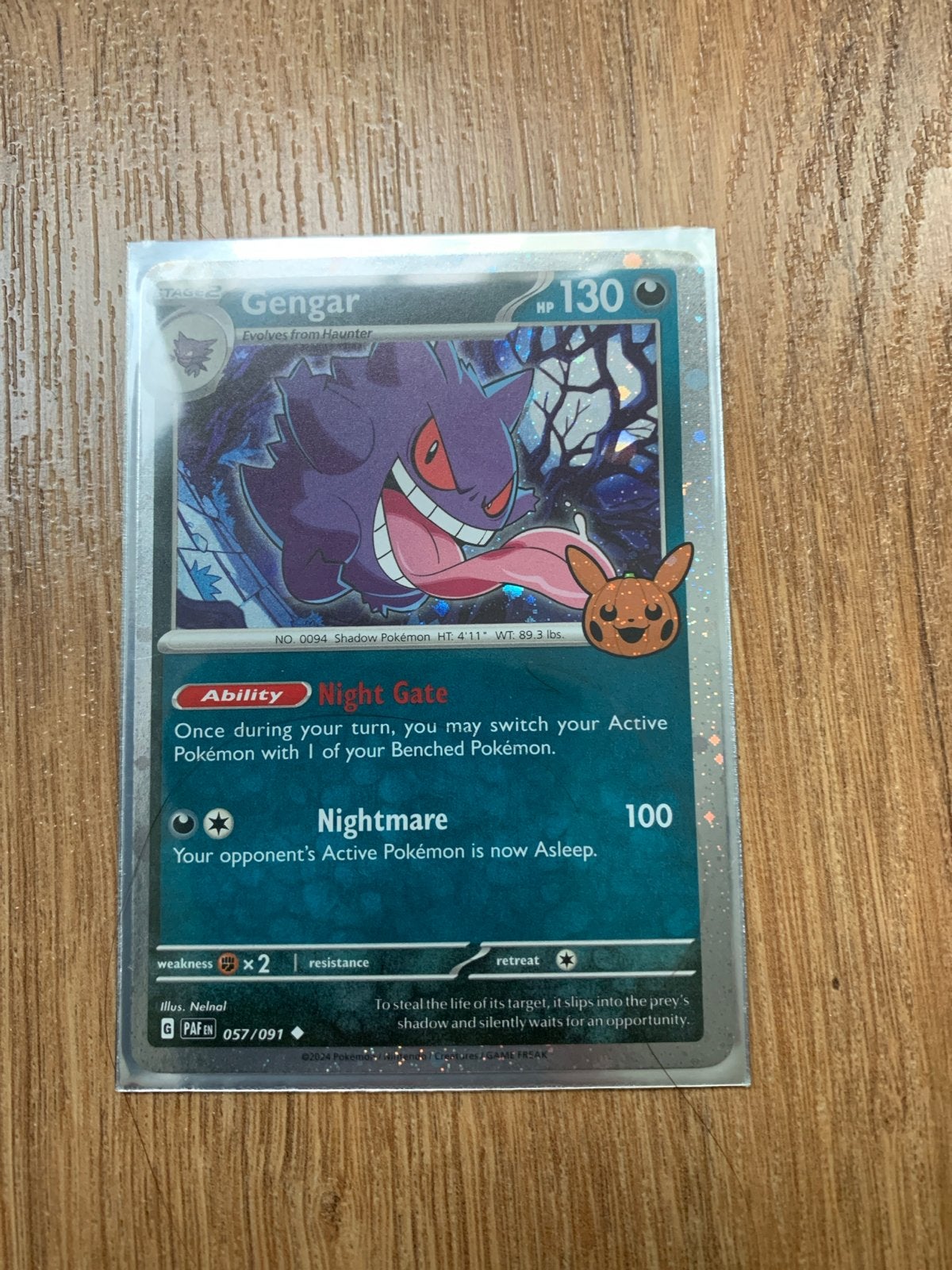 Gengar Pokémon kaart holo halloween stamp, Ophalen of Verzenden, Zo goed als nieuw, Losse kaart