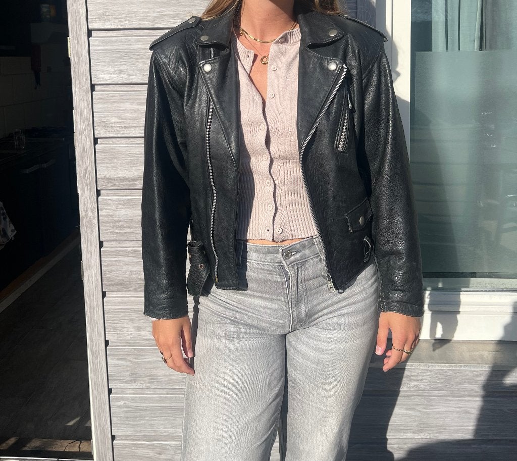 Leren jas vintage s/m, Kleding | Dames, Jassen | Zomer, Zwart, Onbekend, Gedragen, Ophalen