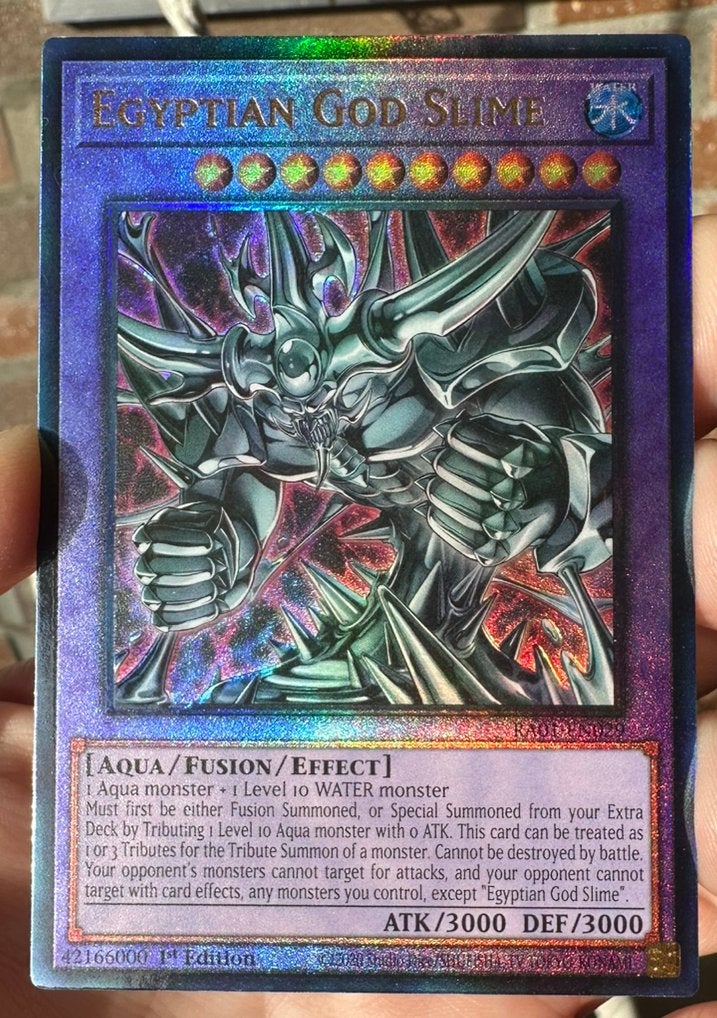 Yu-Gi-Oh! Egyptian God Slime RA01 1st Edition Ultimate Rare, Hobby en Vrije tijd, Verzamelkaartspellen | Yu-gi-Oh!, Ophalen of Verzenden