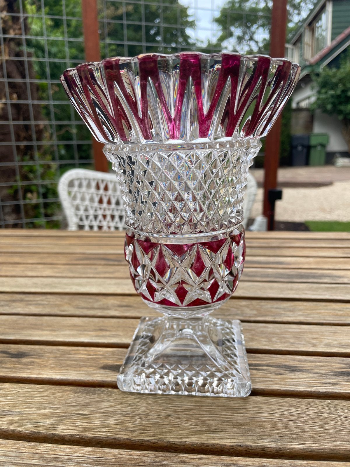Vintage AnnaHütte loodkristal vaas, Antiek en Kunst, Antiek | Glas en Kristal, Ophalen of Verzenden