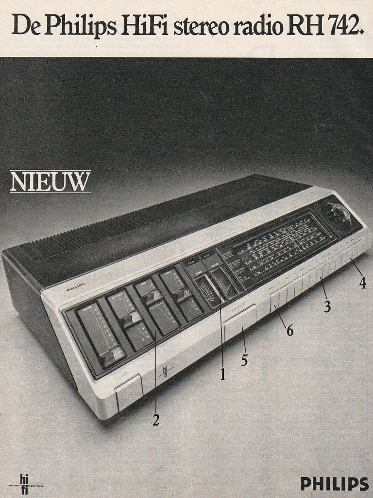 Retro reclame 1978 Philips Hifi stereo radio RH 742, Verzenden, Overige typen