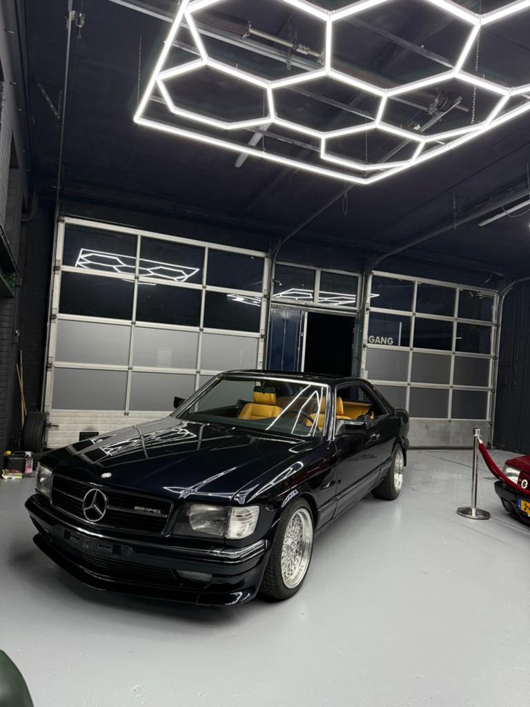 Mercedes 500 SEC bj 1984 AMG bodykit, Auto's, Achterwielaandrijving, 8 cilinders, Blauw, Leder