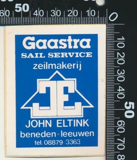 Sticker: Zeilmakerij John Eltink - Gaastra - Beneden Leeuwen, Ophalen of Verzenden, Zo goed als nieuw, Bedrijf of Vereniging