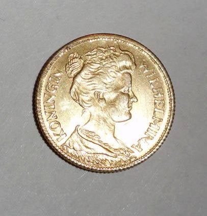 Munt Vijf Gulden 1912 Copy Replica, Postzegels en Munten, 5 gulden, Koningin Wilhelmina, Losse munt, Goud