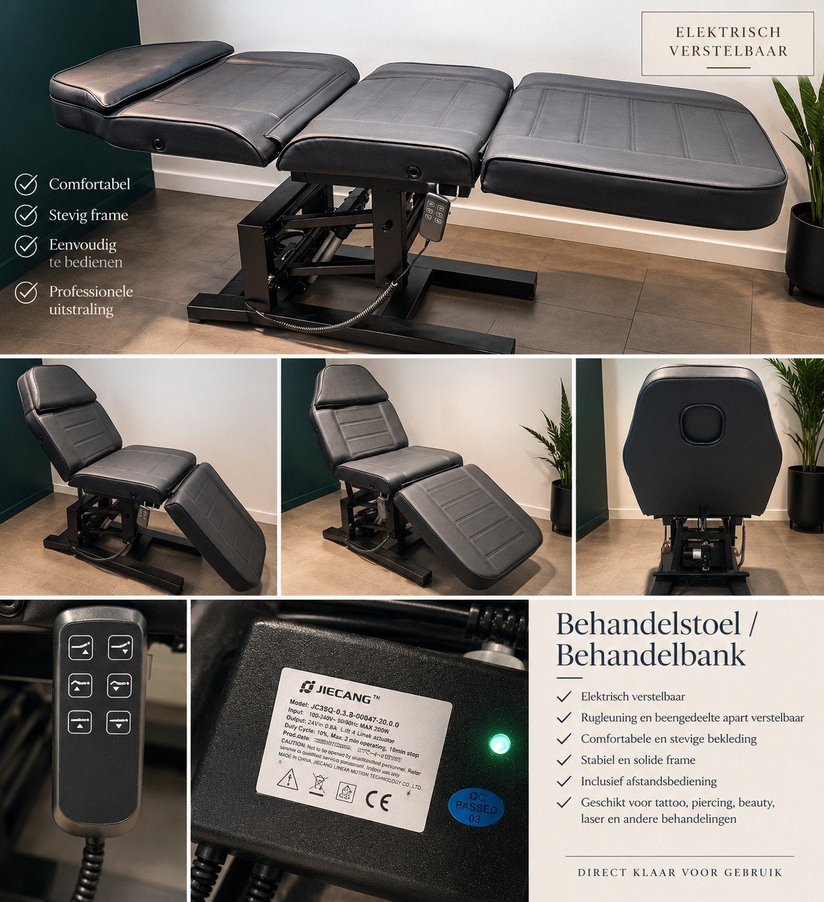 Elektrische behandelstoel / behandelbank – tattoo, beauty, Huis en Inrichting, Ophalen, Zwart, Eén