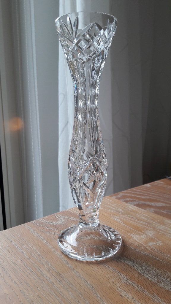 Vaas geslepen kristal H 25cm., Ophalen of Verzenden, Nieuw, Glas, 25 cm