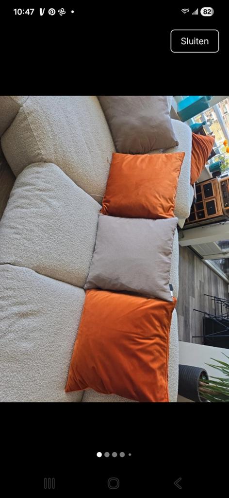 Set van 6 Madison sierkussens - Oranje en Grijs, Ophalen of Verzenden, Zo goed als nieuw, Oranje, Vierkant