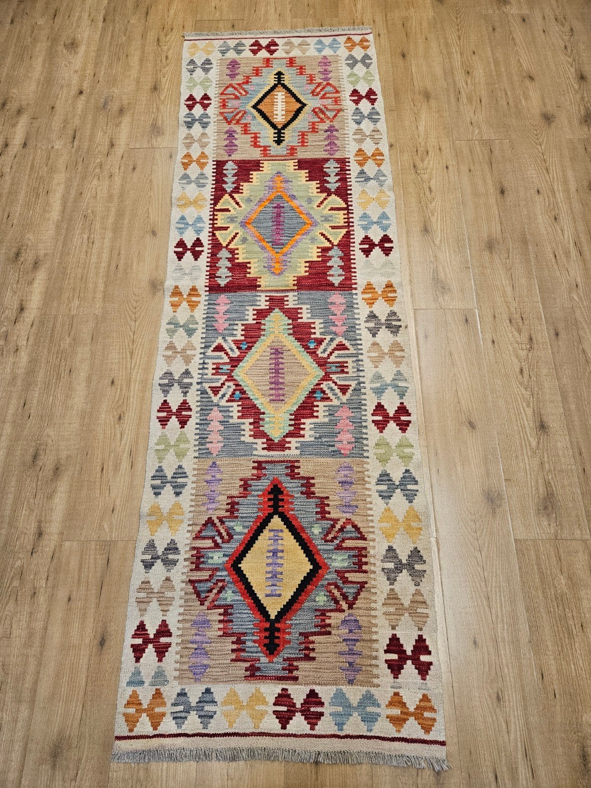 Prachtige handgeweven oosterse kelim loper 243x75, Info@SlatsAntiek.nl, Vof Slats Antiek, Kelim, Rechthoekig