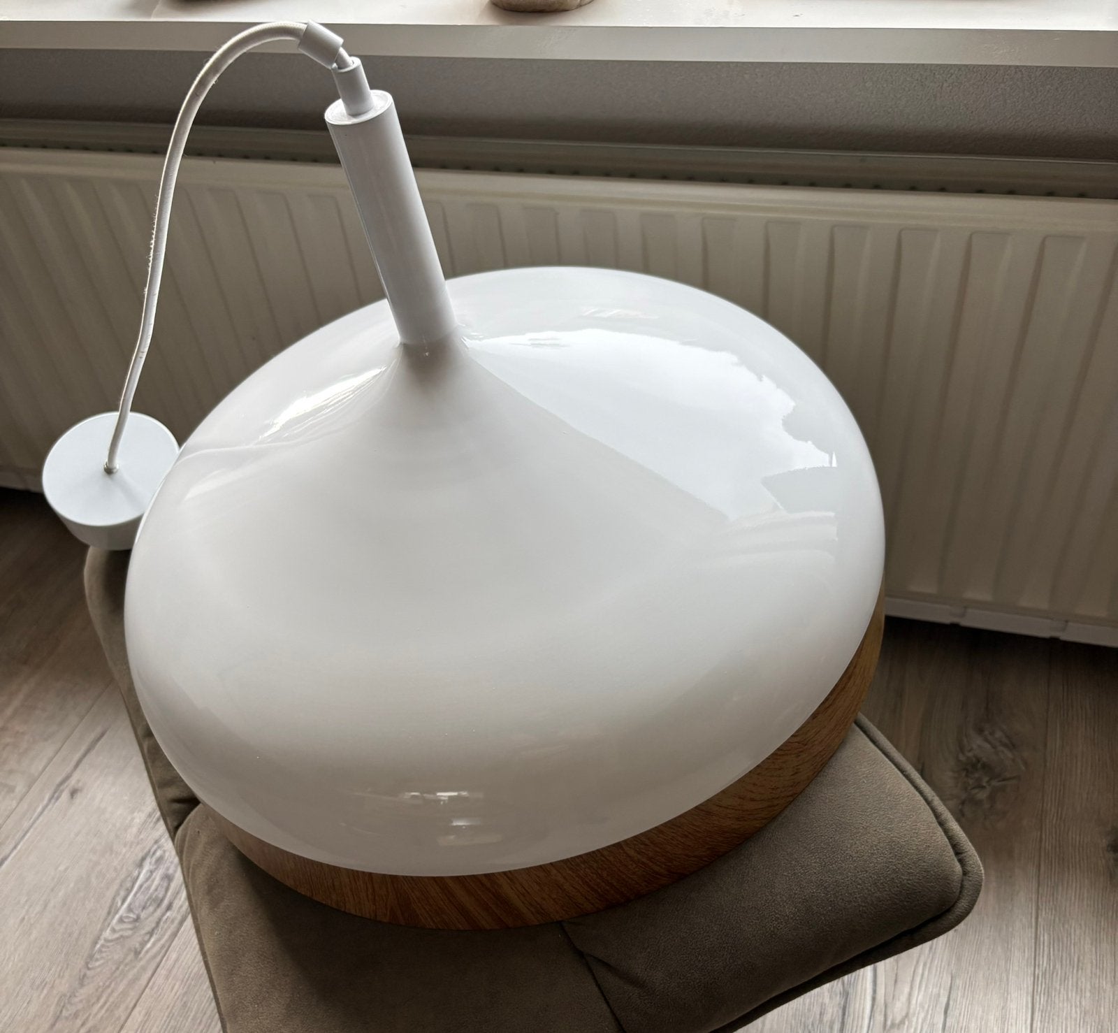 Witte hanglamp, Ophalen of Verzenden, Zo goed als nieuw