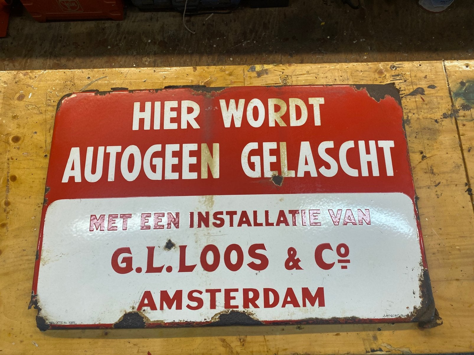 G.L. Loos & Co. Emaille.  Langcat Bussum, Ophalen of Verzenden