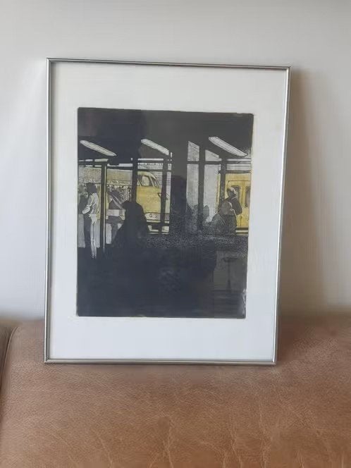 bijzondere ets wachtkamer op perron NS trein Prachtig werk!!, Ophalen