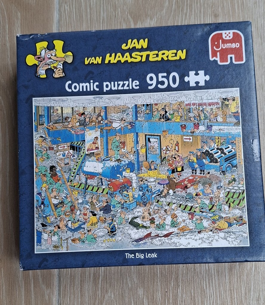 Puzzel Jan van Haasteren, The big leak, Ophalen of Verzenden, 500 t/m 1500 stukjes, Zo goed als nieuw, Legpuzzel