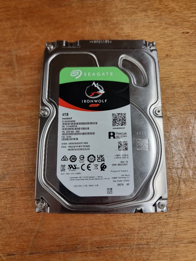 Seagate Ironwolf NAS 4TB HDD, Ophalen, Intern, Gebruikt, Server