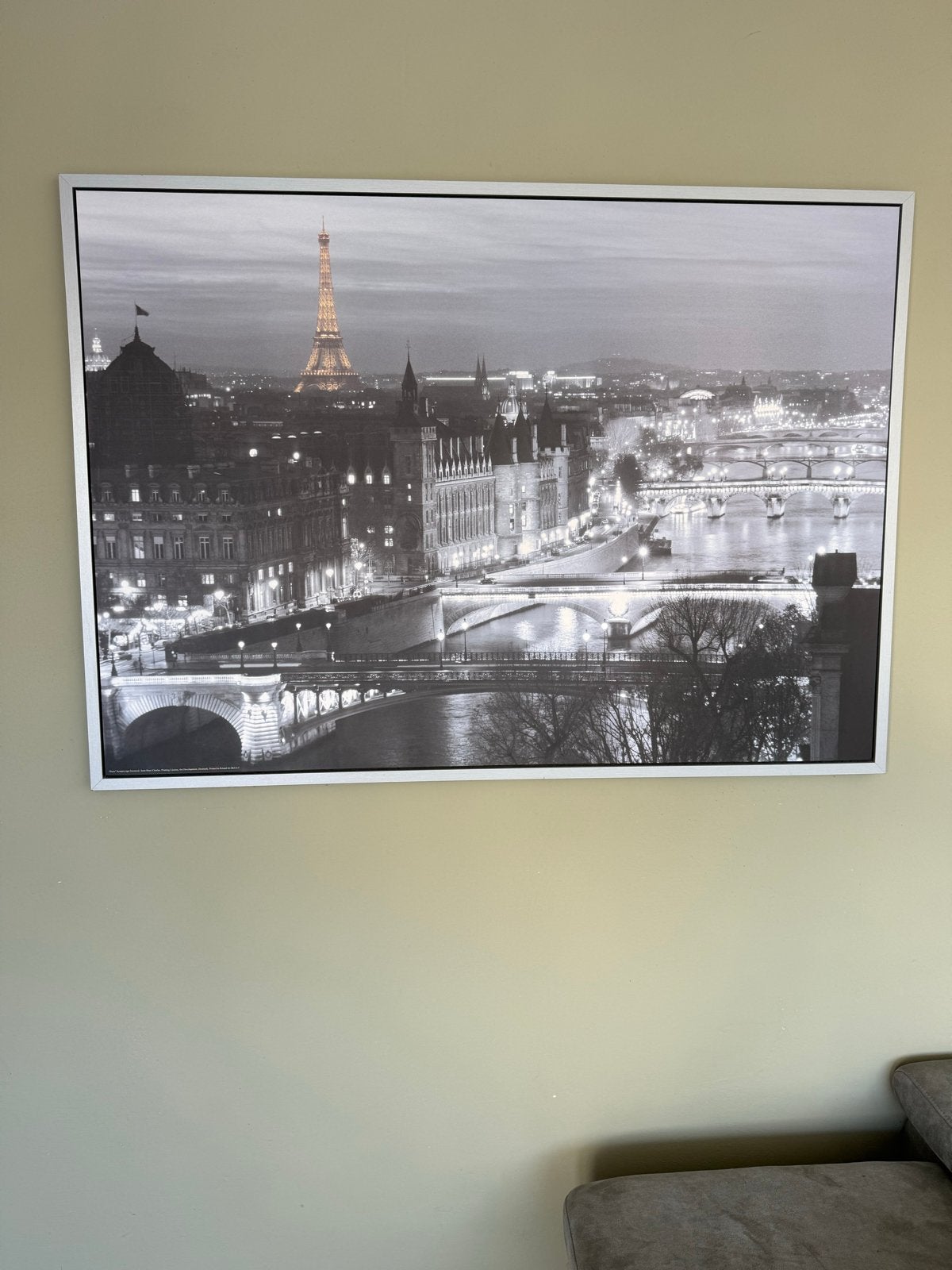 Canvas Parijs Eiffeltoren Zwart-Wit 140x100, Ophalen, 50 – 75, Gebruikt, Print