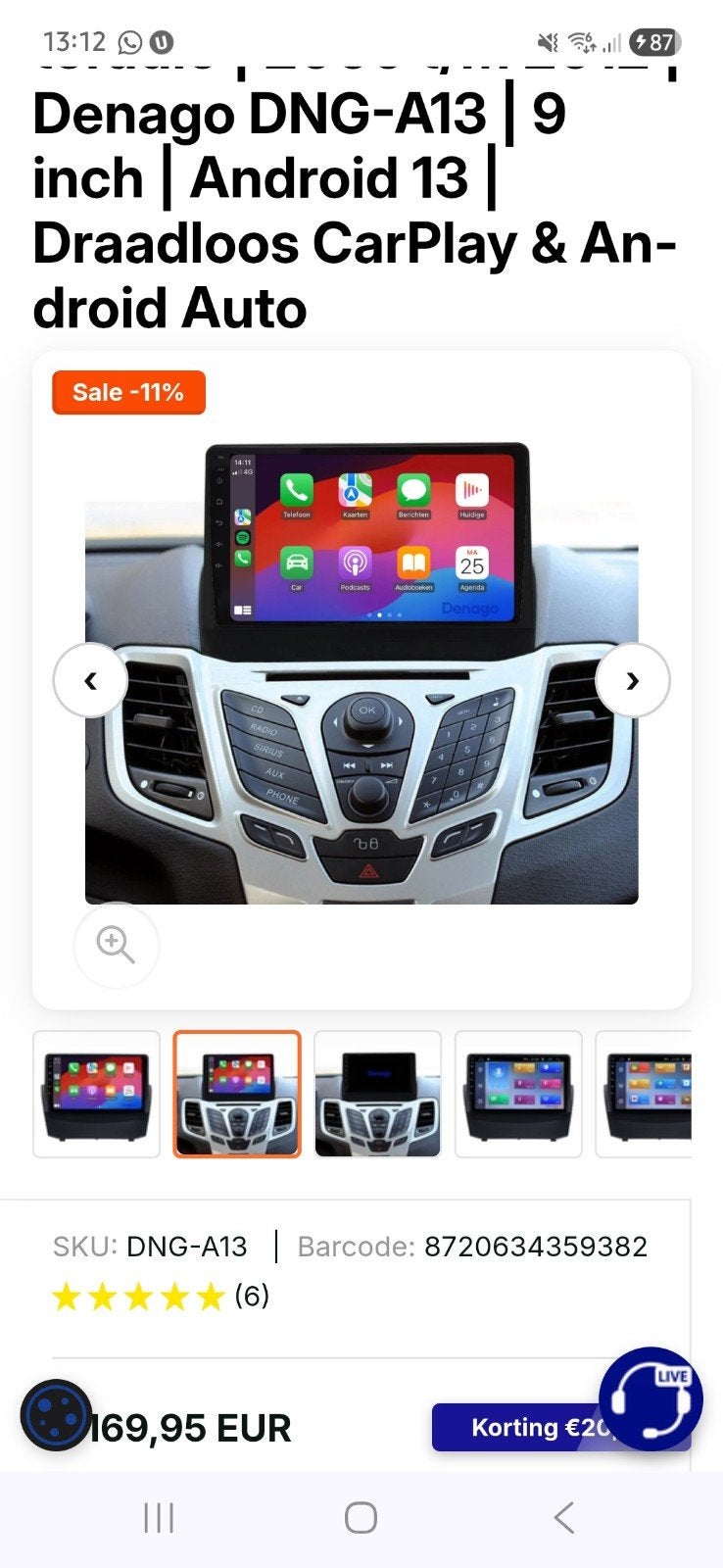 carplay voor Ford Fiesta 2009-2012, Ophalen of Verzenden, Nieuw