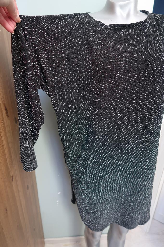 zilver zwart glitter tuniek of jurkje past tm maat 46, Ophalen of Verzenden, Zo goed als nieuw, Zwart, Blouse of Tuniek