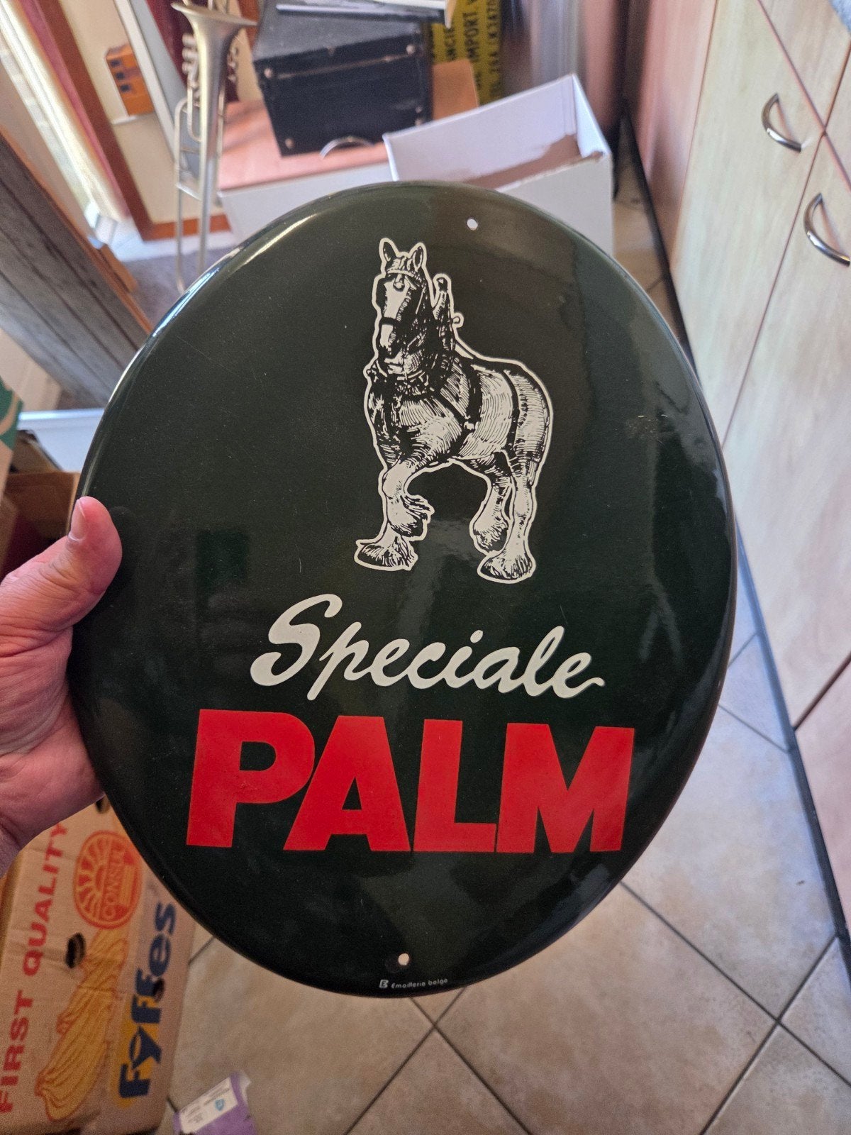emaille reclamebord palm bier pils, Verzamelen, Ophalen, Gebruikt, Reclamebord