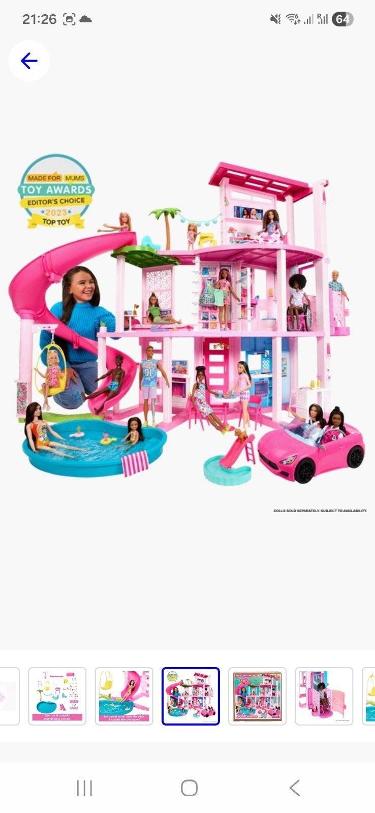 Barbie Dreamhouse met glijbaan, zwembad en meubels, Ophalen, Gebruikt, Barbie