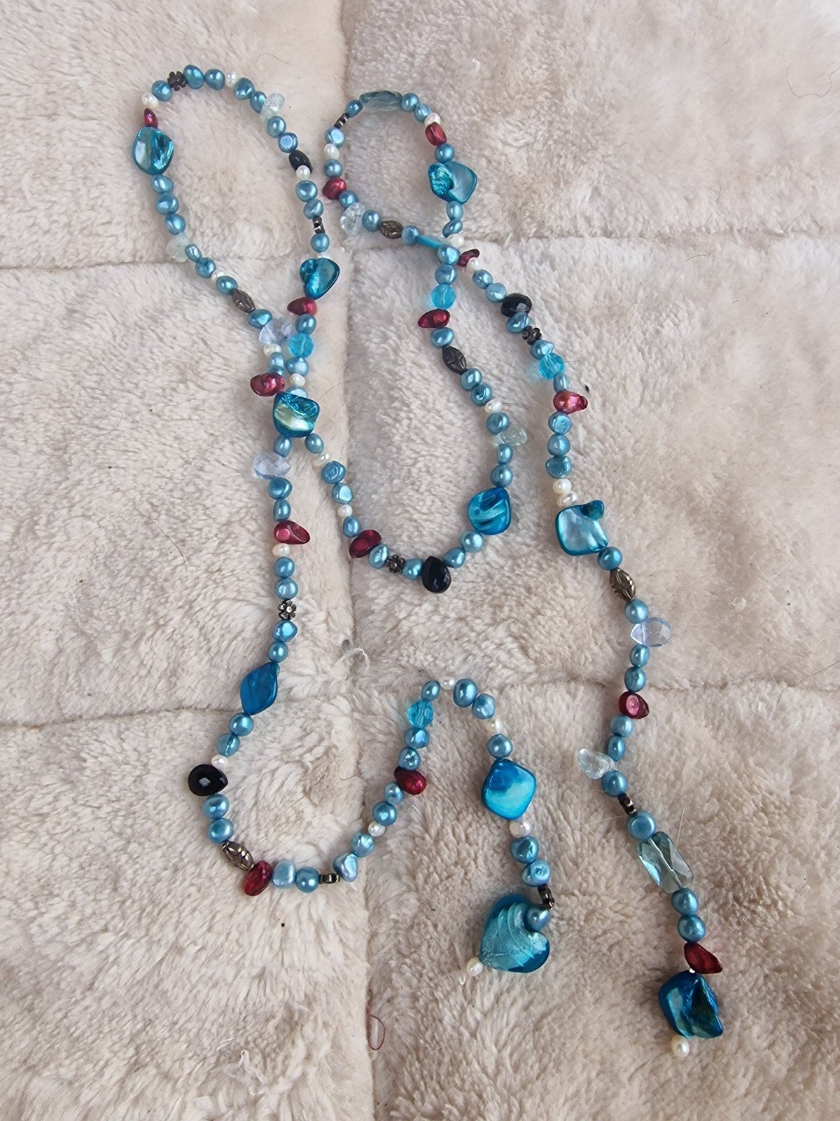 Prachtige Blauwe Ketting met Diverse Kralen, Ophalen of Verzenden, Zo goed als nieuw, Blauw, Overige materialen