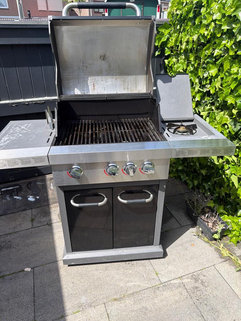 Jamie Oliver Gasbarbecue + gasfles (3 branders & zijbrander), Tuin en Terras, Gasbarbecues, Ophalen, Gebruikt