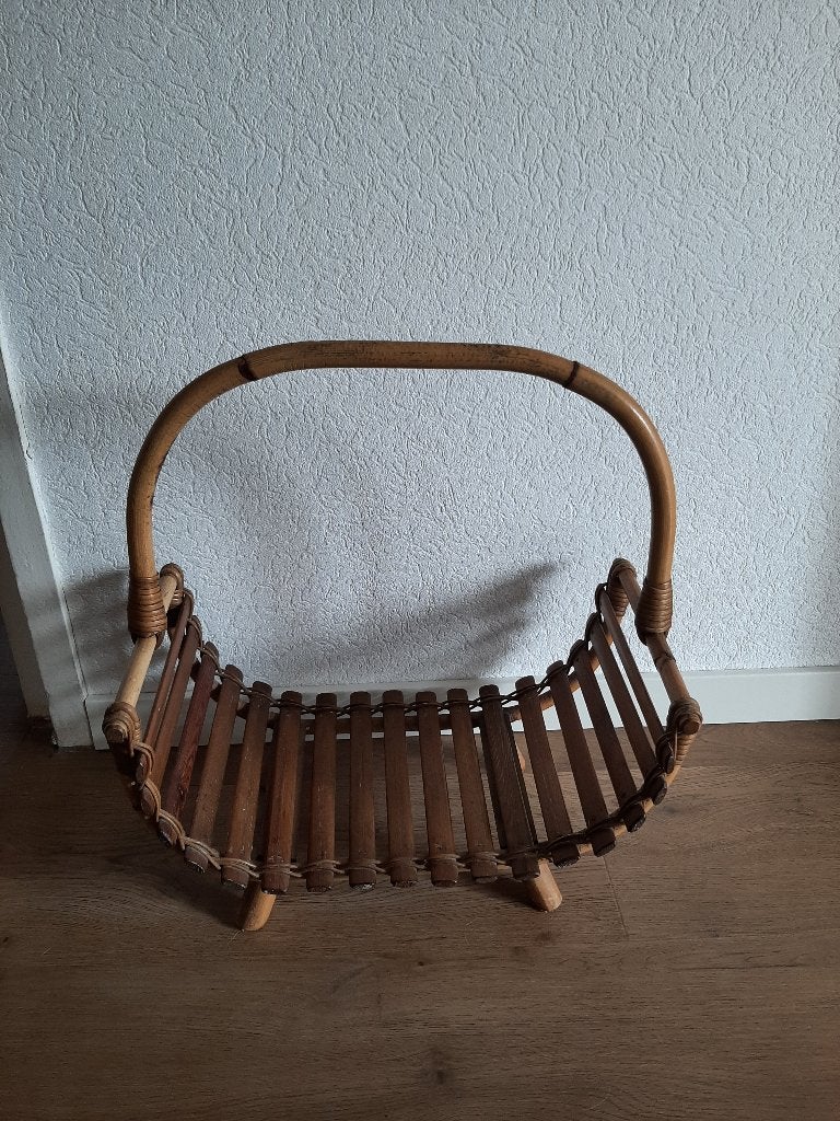 Vintage manou / rotan lectuurmand, lectuurbak, houtbak, Natuurlijk materiaal, Lectuurbak, Zo goed als nieuw, Vintage