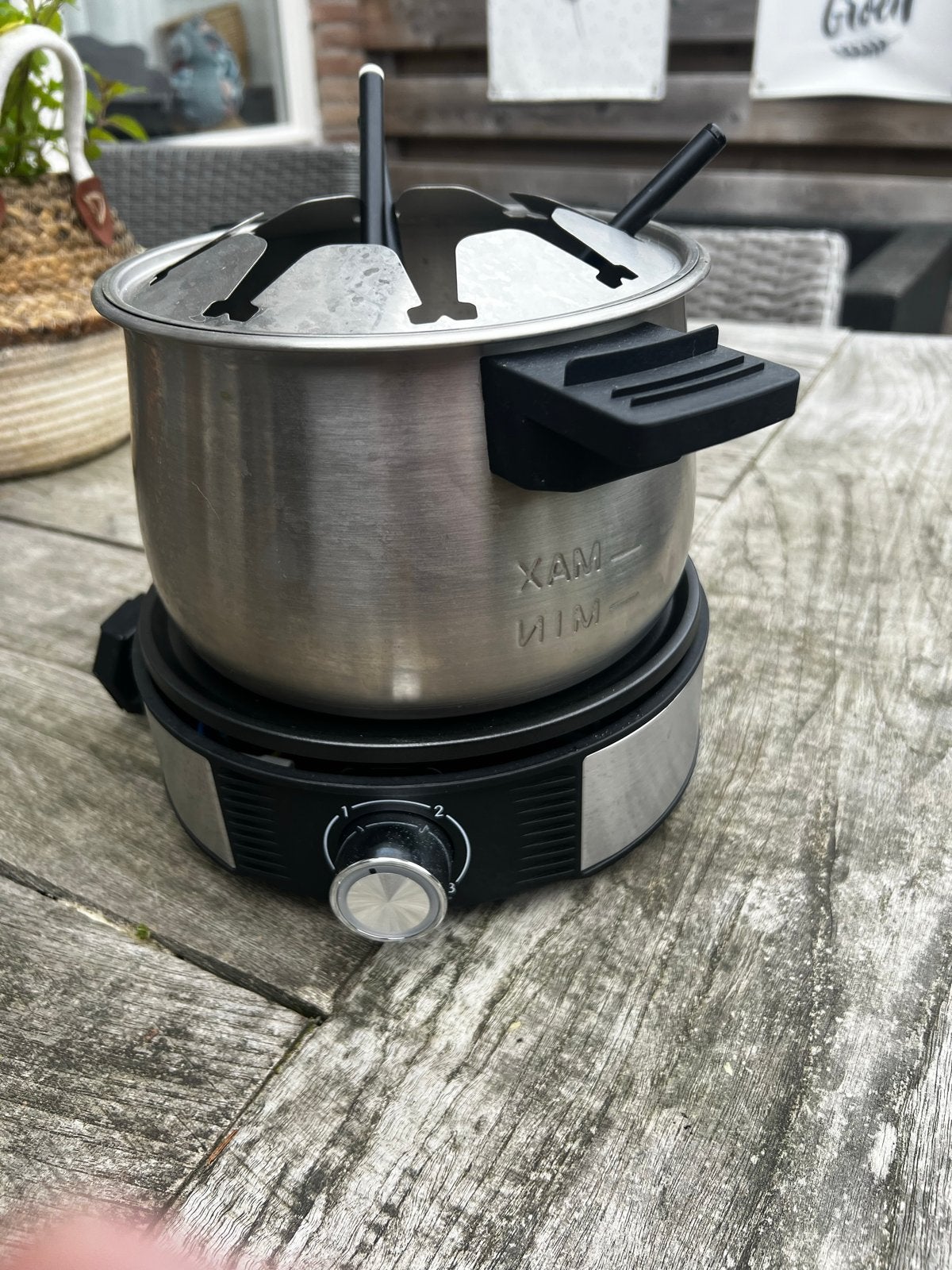Elektrische fonduepan - Compleet met vorkjes, Witgoed en Apparatuur, Ophalen of Verzenden, Zo goed als nieuw, Elektrisch, Fonduepan
