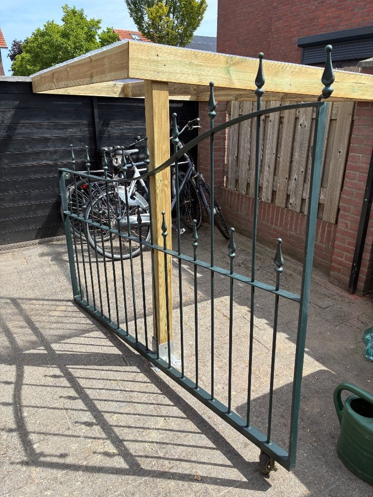 Dubbele poort staal, Tuin en Terras, Ophalen, Gebruikt, Sierhekwerk, Overige materialen