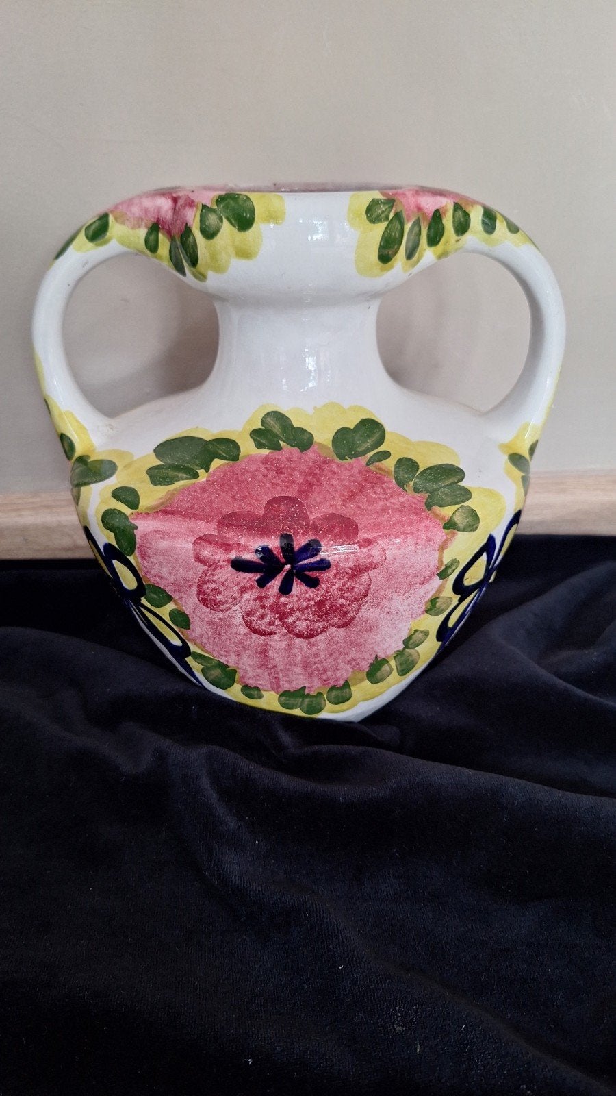 Witte Marei vaas bloemen oorvaas vintage, Ophalen of Verzenden, Gebruikt, Steen/keramiek, 25 cm