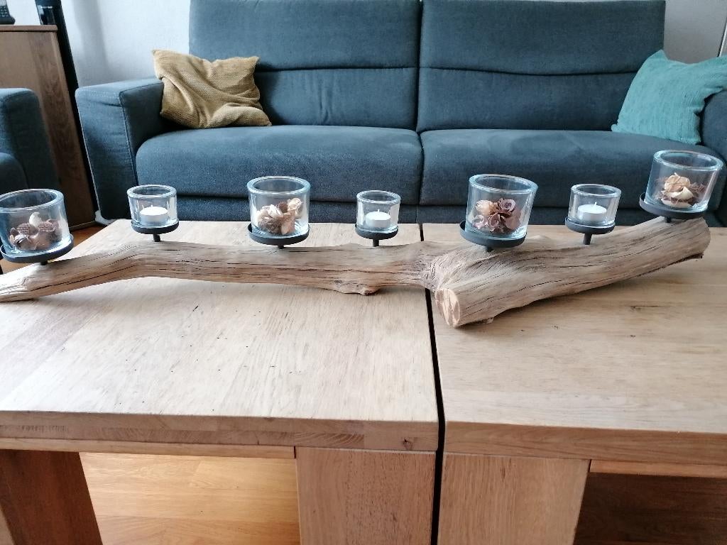 boomstam met glazen bakjes, Ophalen, Bruin, Zo goed als nieuw, Minder dan 25 cm
