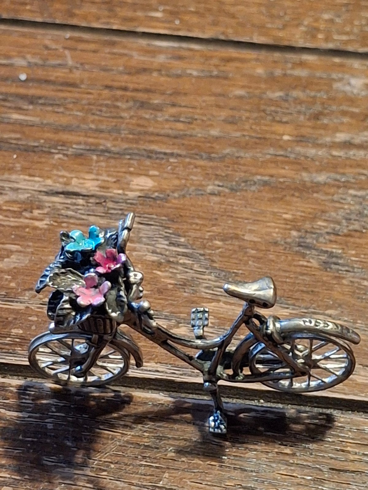 zilveren  miniatuur  fiets  massief, Ophalen of Verzenden