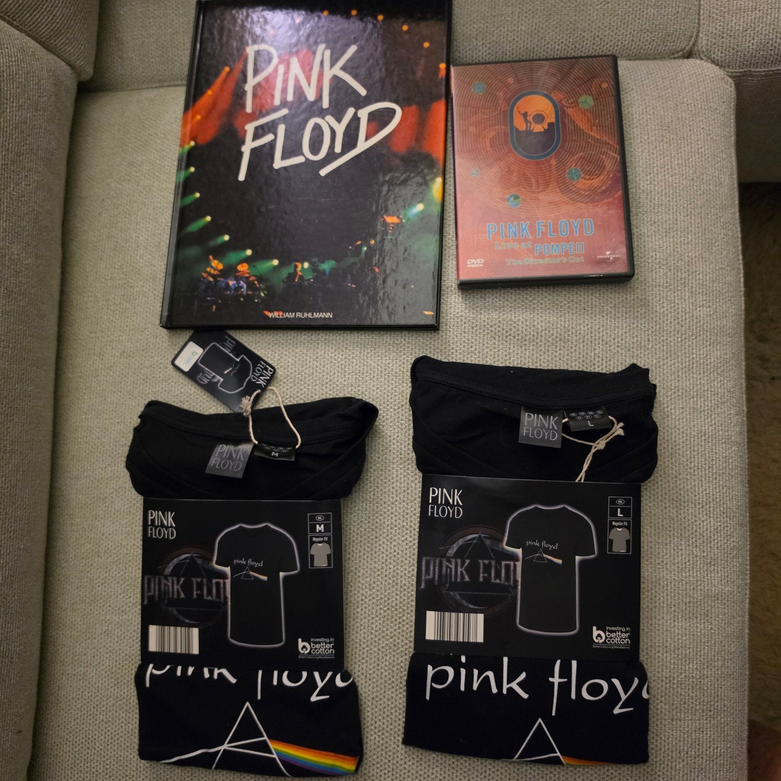 Pink Floyd: 2 T-shirts (L & M), Boek & DVD Live at Pompeii, Cd's en Dvd's, Ophalen of Verzenden