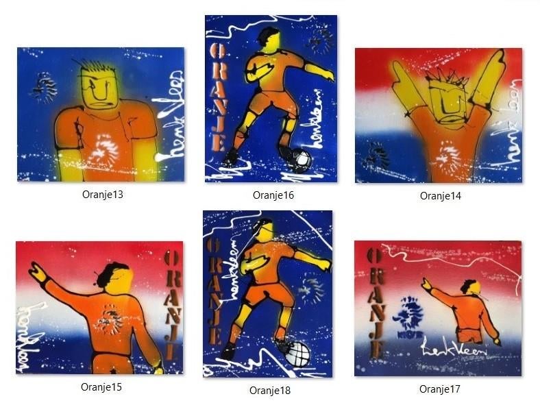 Boardart schilderijtjes thema Oranje - kunstenaar Henk Veen, Ophalen of Verzenden