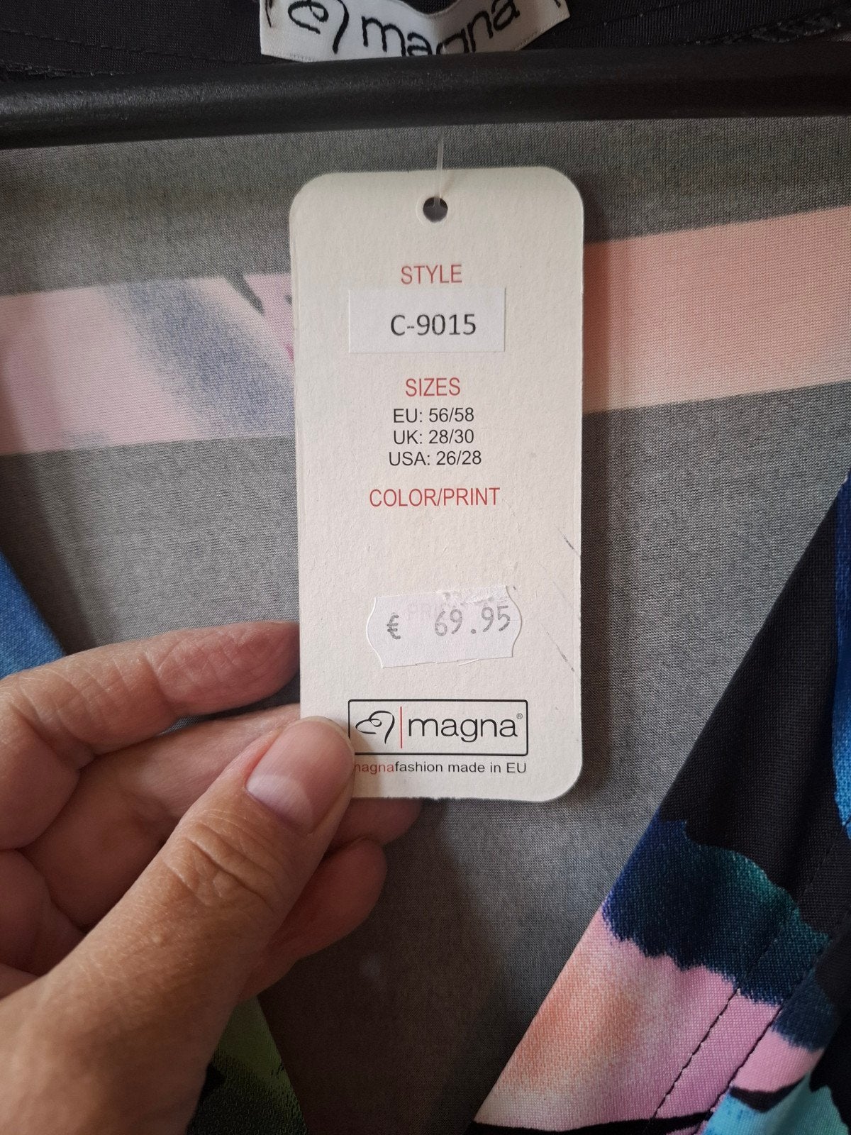 Magna overslagjurk met roezelstrook maat: 56,58, Blauw, Jurk, Nieuw, Ophalen of Verzenden