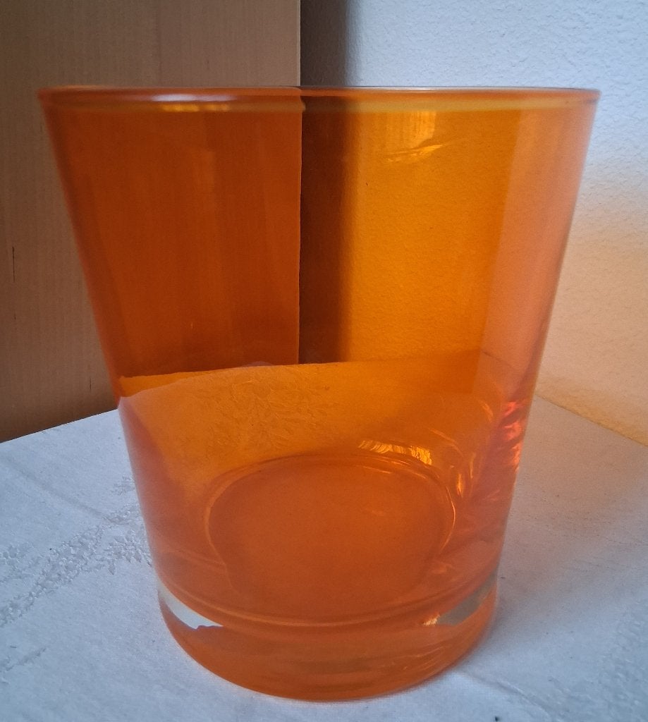 Oranje glazen vaas tapse vorm, Oranje, 15 cm, Ophalen of Verzenden, Glas