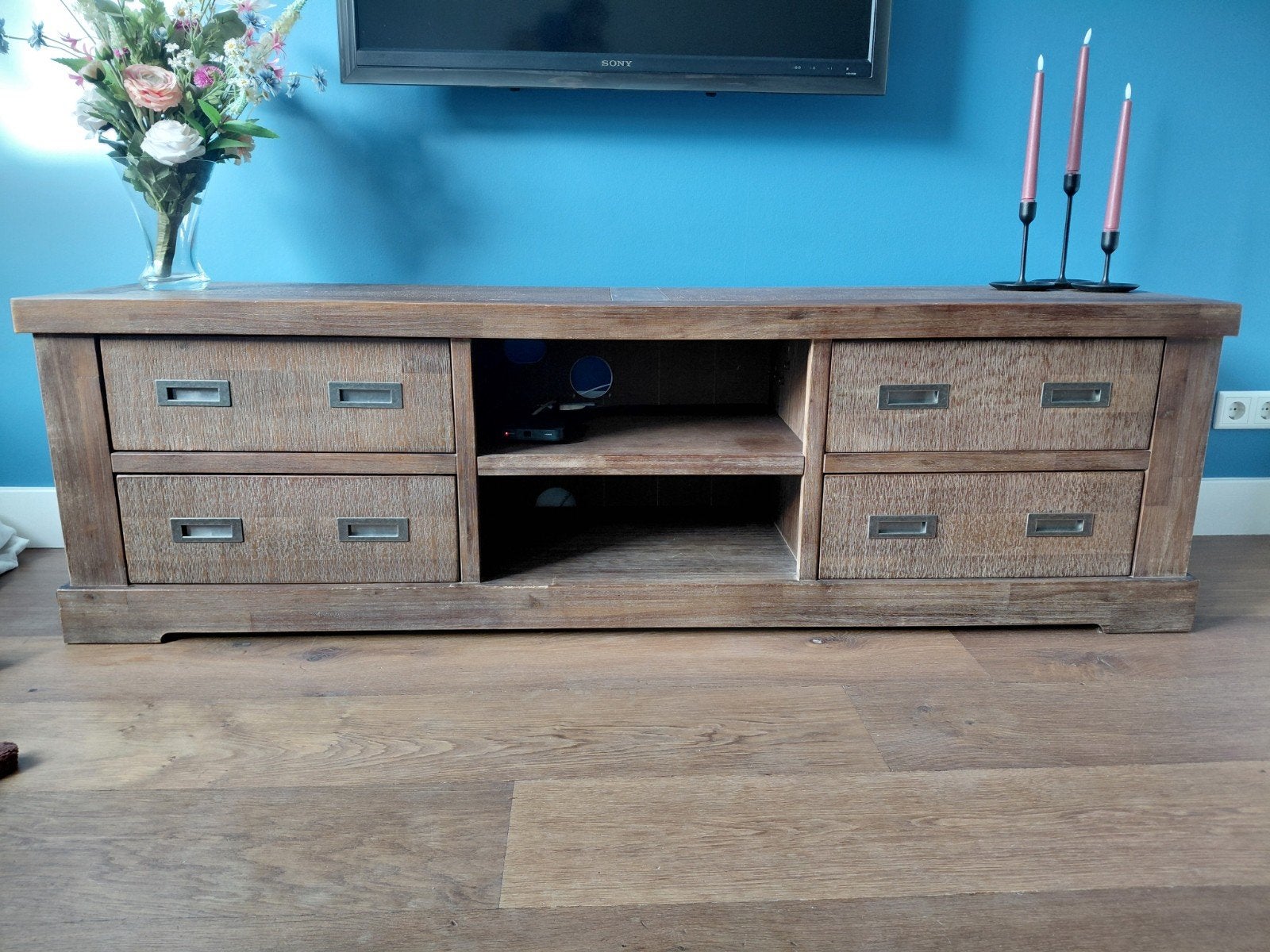 Tv dressoir Henders & Hazel acaciahout, Ophalen, Gebruikt, 150 tot 200 cm, Minder dan 100 cm
