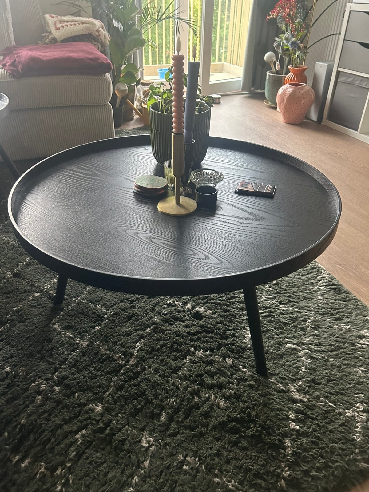 Salontafel rond, Huis en Inrichting, Tafels | Salontafels, Ophalen, Rond, 50 tot 100 cm, Zo goed als nieuw