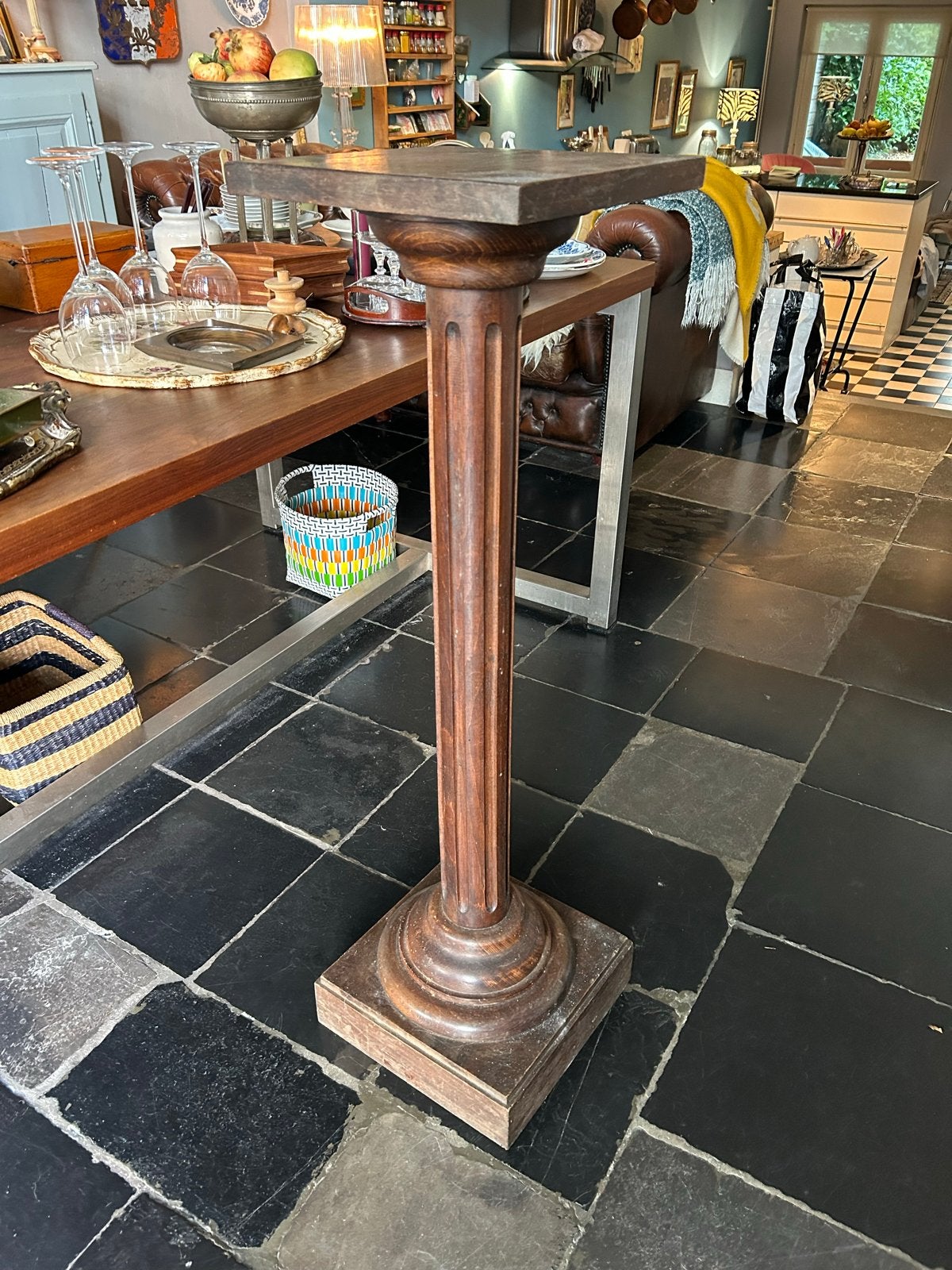 Antieke houten pied de stalle - 100 cm hoog, Ophalen