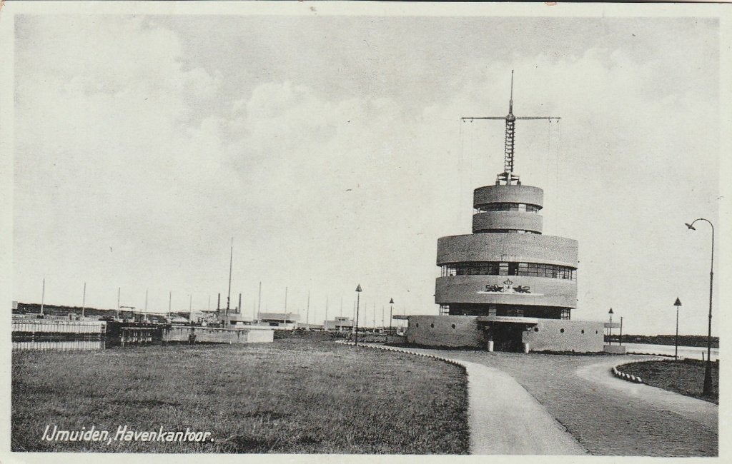 ijmuiden- havenkantoor, Verzamelen, Ansichtkaarten | Nederland, Ophalen of Verzenden, 1940 tot 1960, Noord-Holland