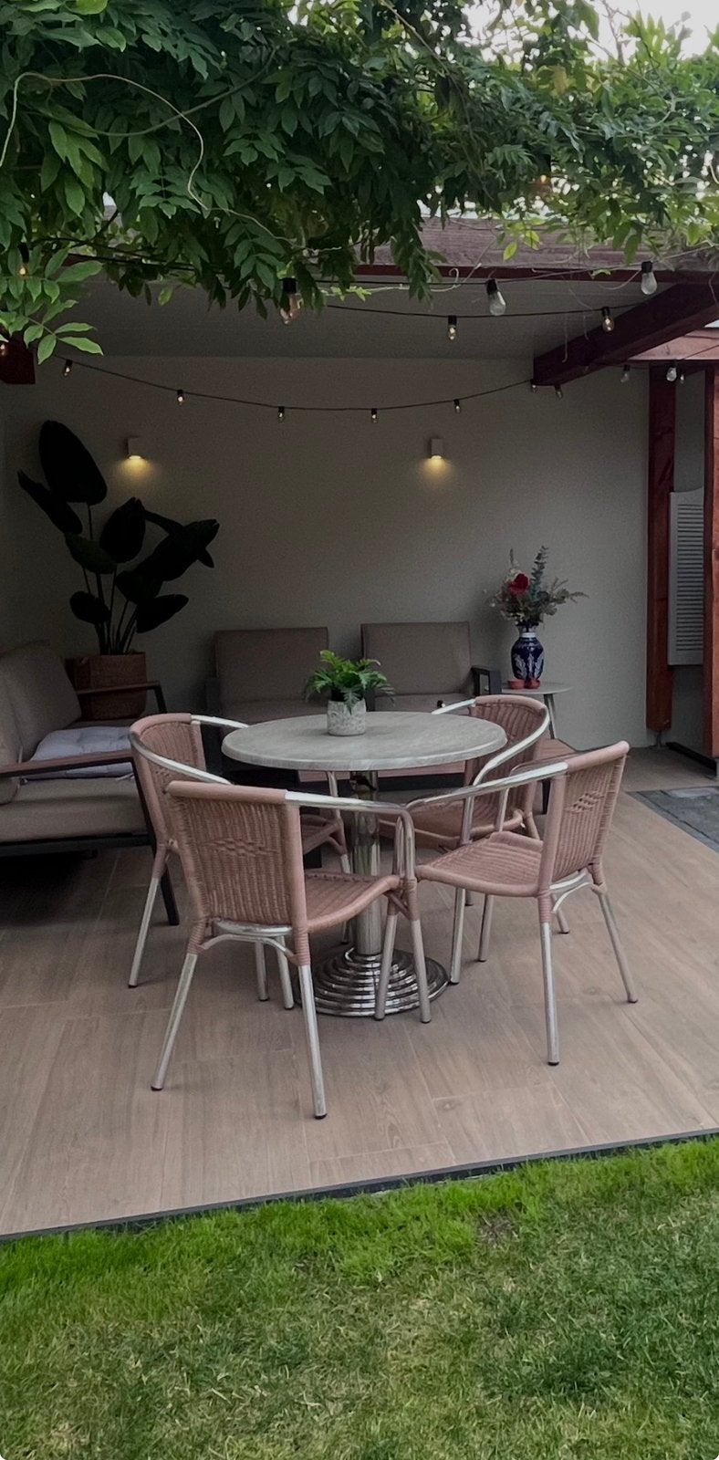 4 tuinstoelen + verstelbare tafel, Tuin en Terras, Overkappingen, Ophalen, Gebruikt, Overige typen